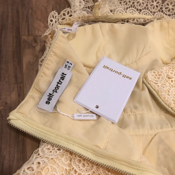 NWT Self-Portrait Yellow Floral Lace Dress - Picture 2 of 8